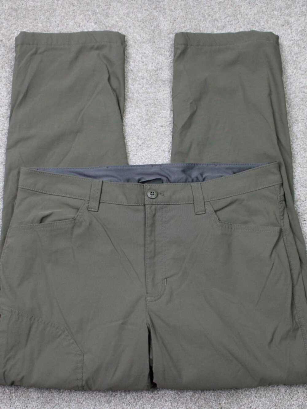 Eddie Bauer Pants Mens 36x30 Green Fleece Lined Tech Nylon Stretch Cargo Pocket